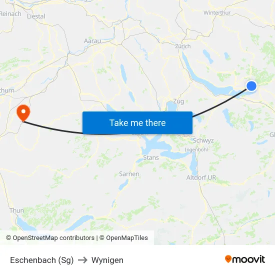Eschenbach (Sg) to Wynigen map