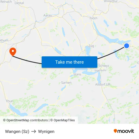 Wangen (Sz) to Wynigen map
