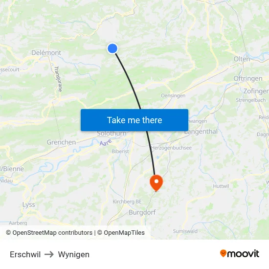 Erschwil to Wynigen map