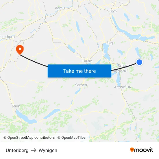 Unteriberg to Wynigen map