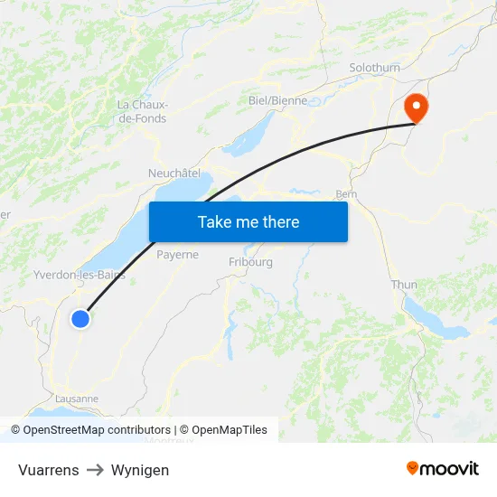 Vuarrens to Wynigen map