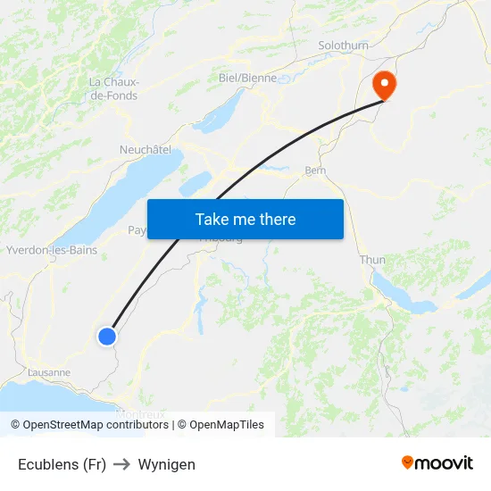 Ecublens (Fr) to Wynigen map