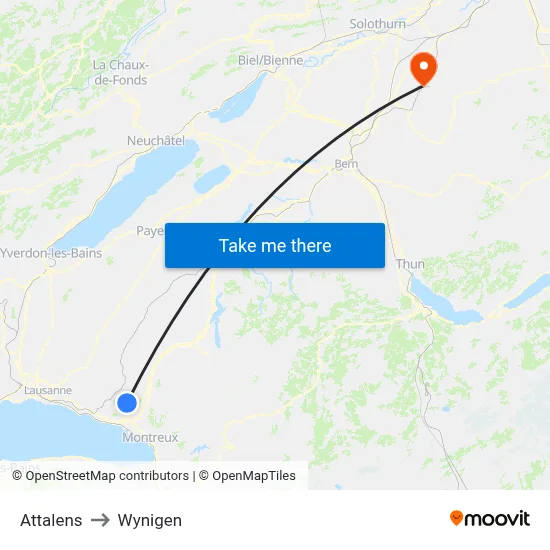 Attalens to Wynigen map