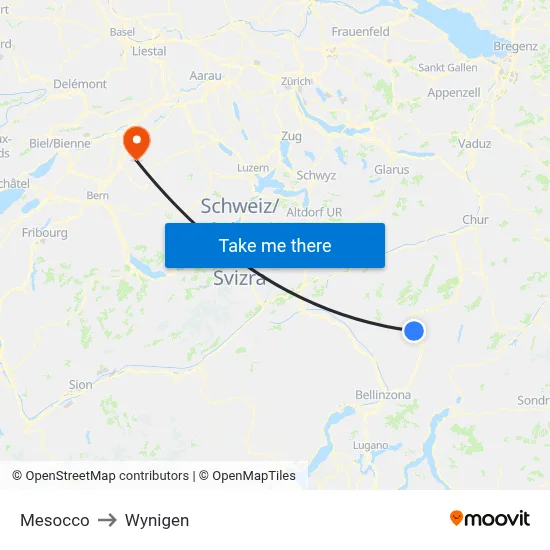 Mesocco to Wynigen map