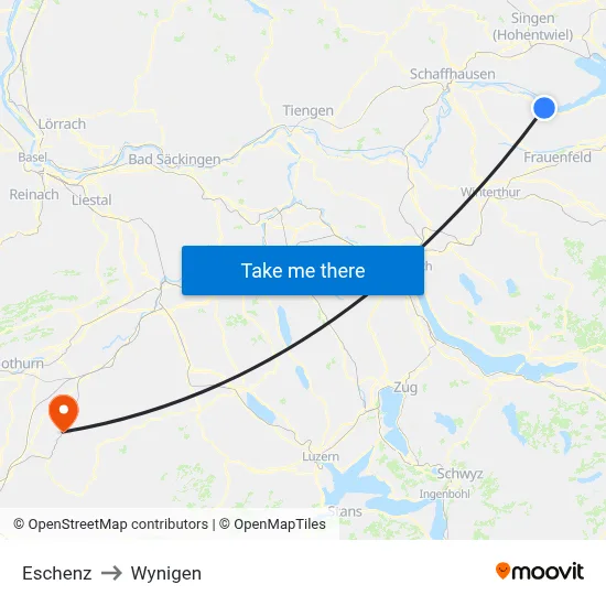 Eschenz to Wynigen map