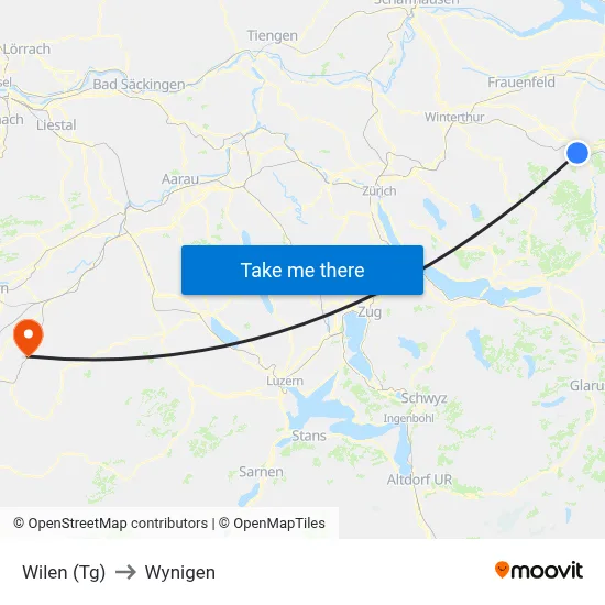Wilen (Tg) to Wynigen map