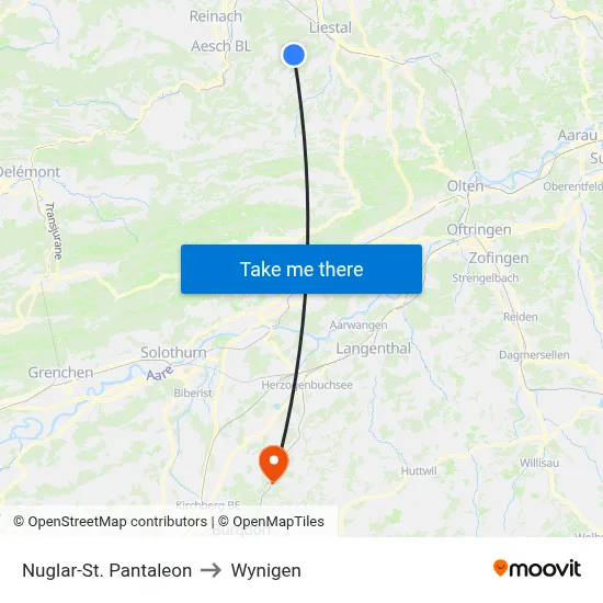 Nuglar-St. Pantaleon to Wynigen map