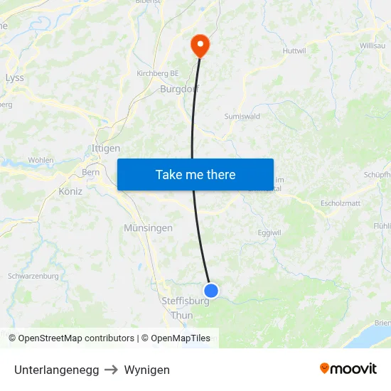 Unterlangenegg to Wynigen map