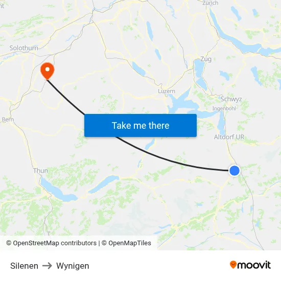 Silenen to Wynigen map