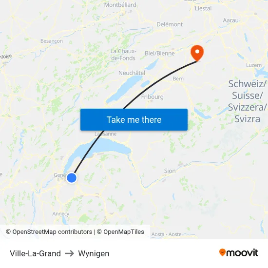 Ville-La-Grand to Wynigen map