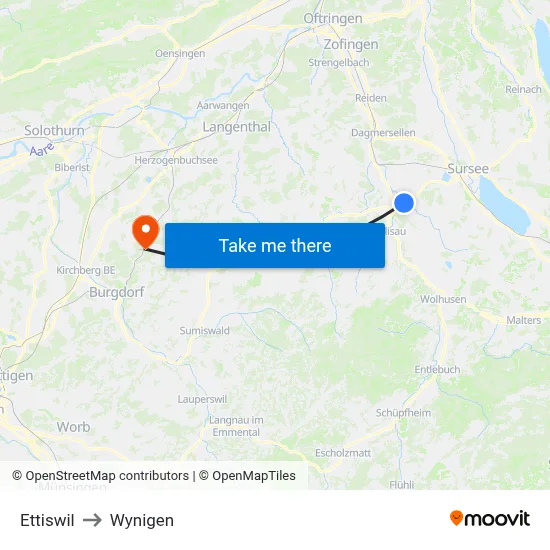 Ettiswil to Wynigen map