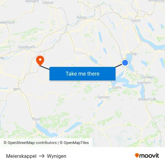 Meierskappel to Wynigen map