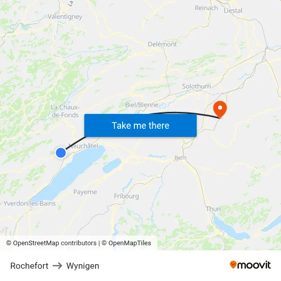 Rochefort to Wynigen map