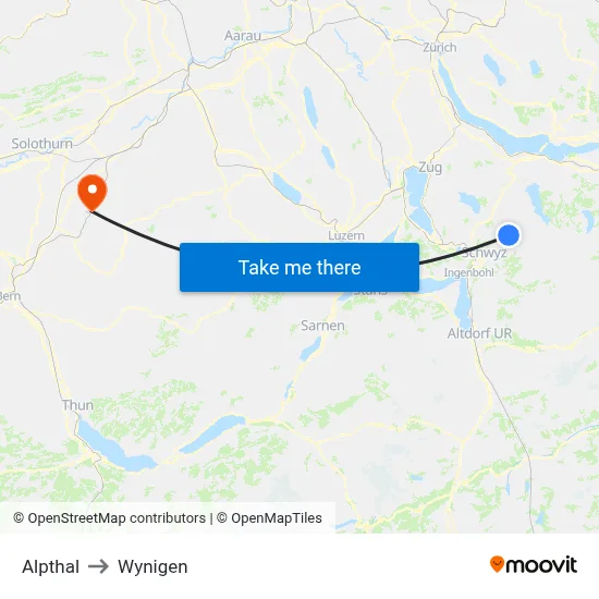 Alpthal to Wynigen map