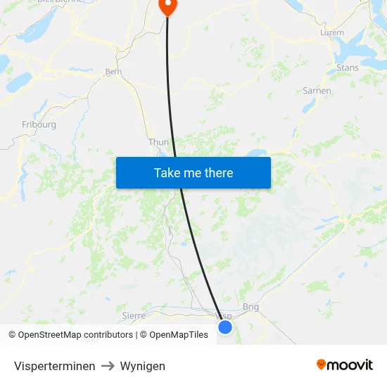 Visperterminen to Wynigen map