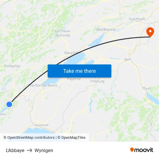 L'Abbaye to Wynigen map