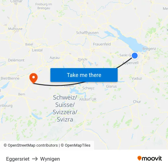 Eggersriet to Wynigen map