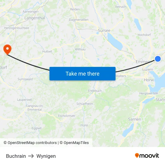 Buchrain to Wynigen map