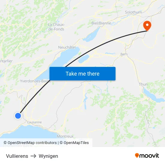 Vullierens to Wynigen map