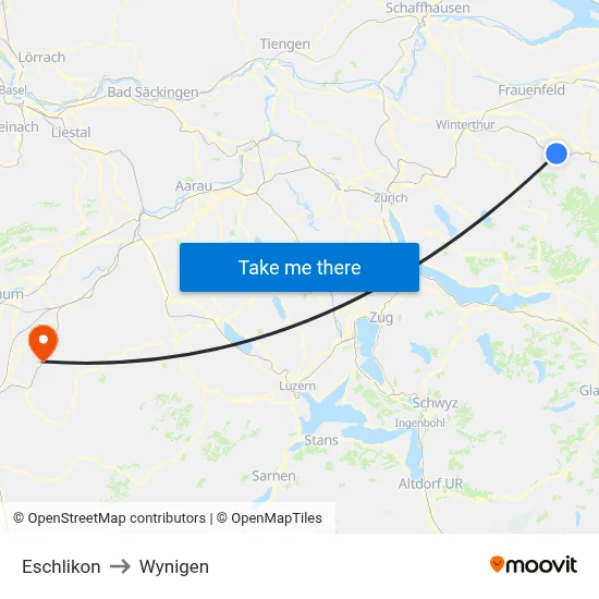 Eschlikon to Wynigen map