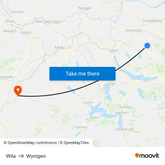Wila to Wynigen map