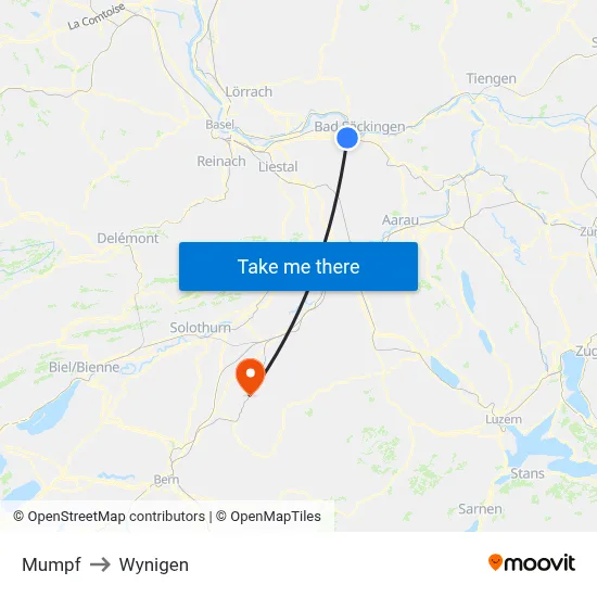 Mumpf to Wynigen map