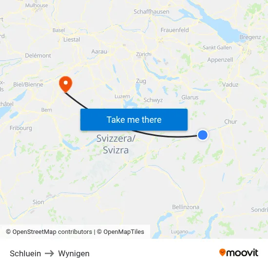 Schluein to Wynigen map