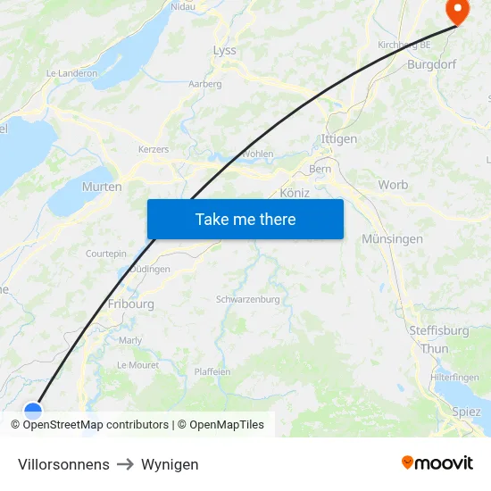 Villorsonnens to Wynigen map