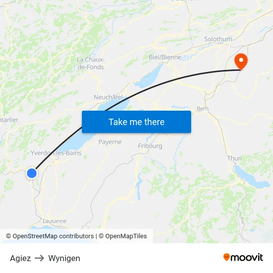 Agiez to Wynigen map