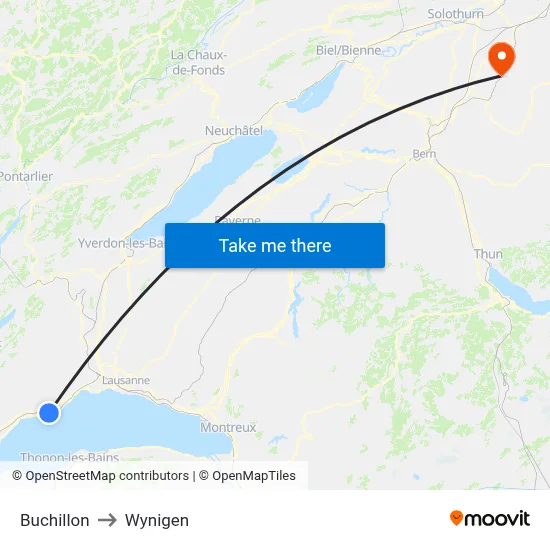 Buchillon to Wynigen map