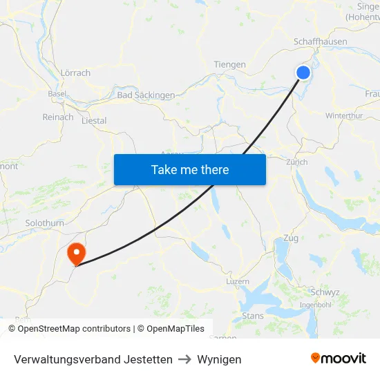 Verwaltungsverband Jestetten to Wynigen map