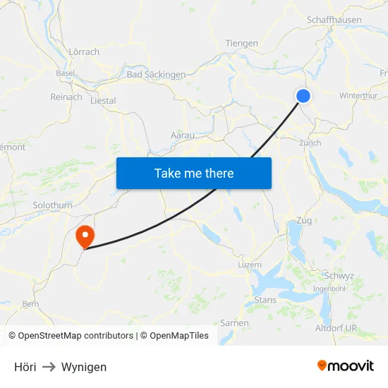Höri to Wynigen map