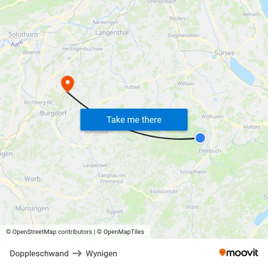 Doppleschwand to Wynigen map