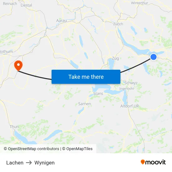 Lachen to Wynigen map