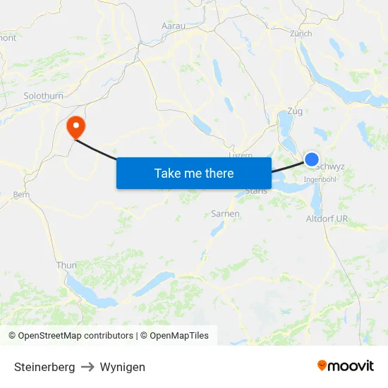 Steinerberg to Wynigen map