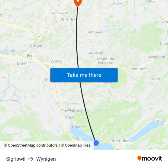 Sigriswil to Wynigen map