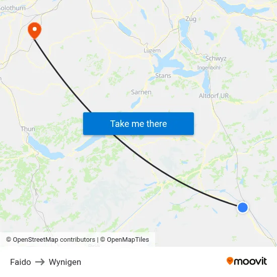 Faido to Wynigen map