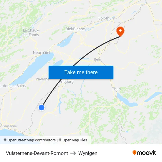 Vuisternens-Devant-Romont to Wynigen map
