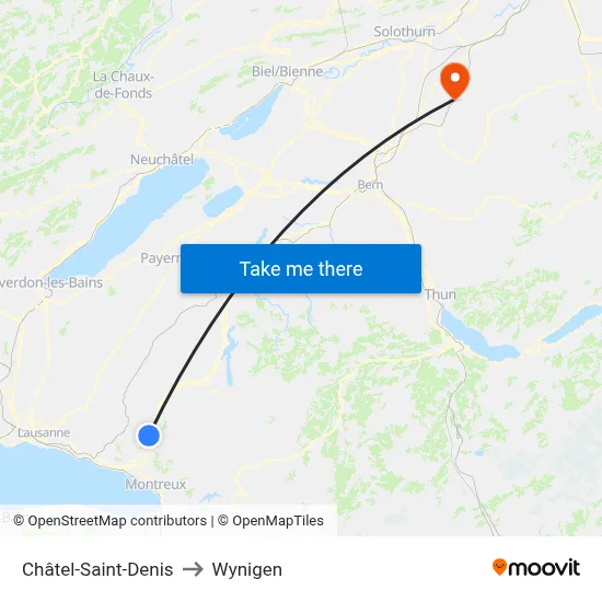 Châtel-Saint-Denis to Wynigen map