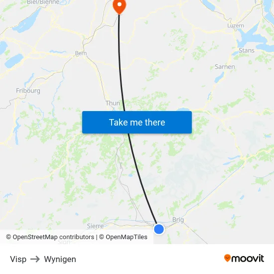Visp to Wynigen map