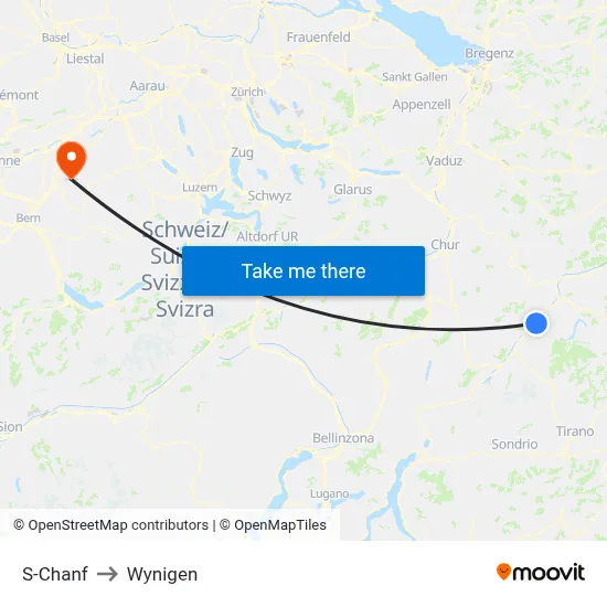 S-Chanf to Wynigen map