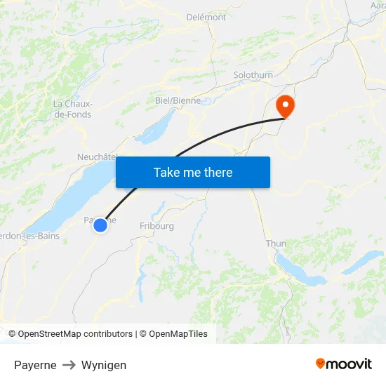 Payerne to Wynigen map