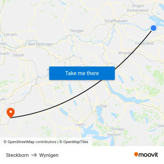 Steckborn to Wynigen map