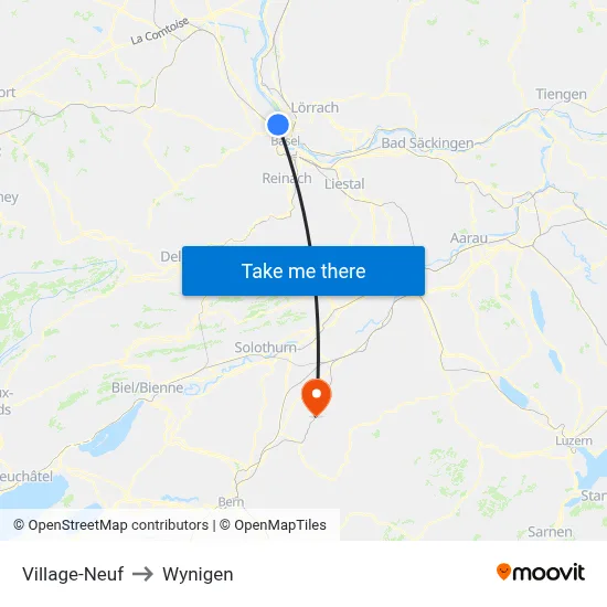 Village-Neuf to Wynigen map