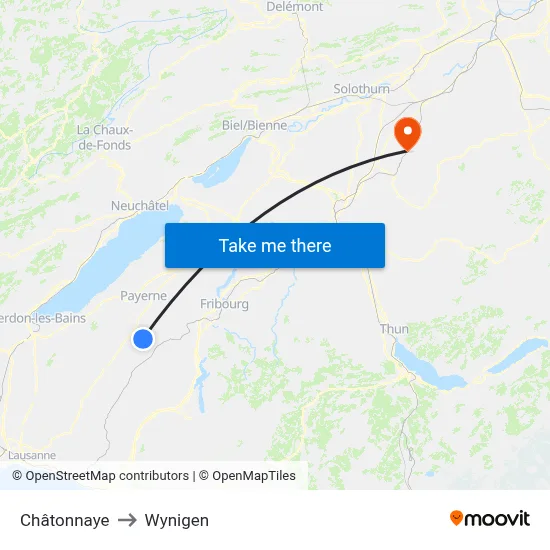 Châtonnaye to Wynigen map