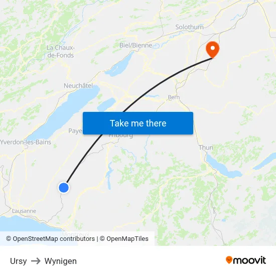 Ursy to Wynigen map