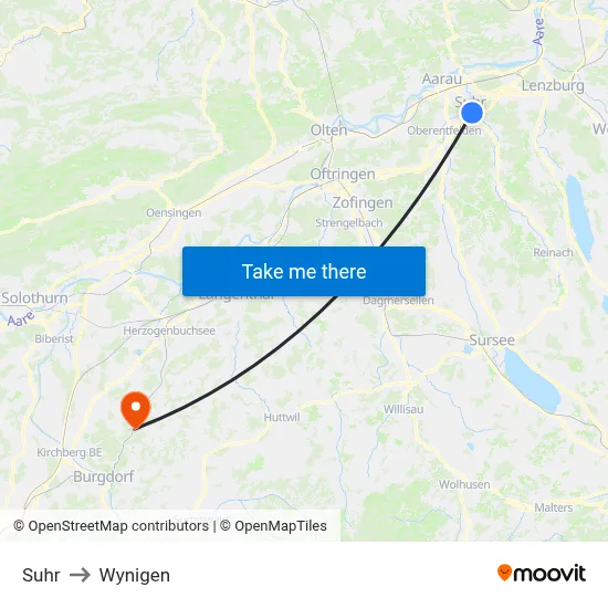 Suhr to Wynigen map