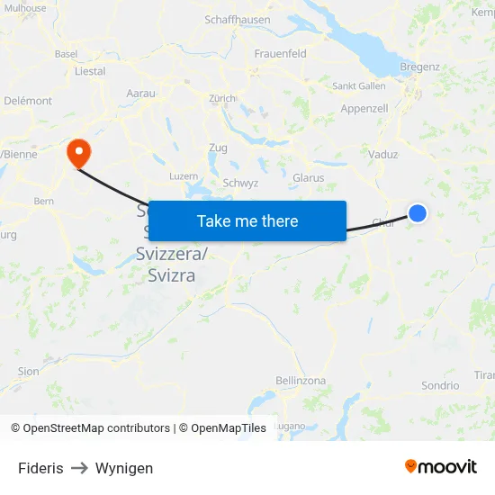 Fideris to Wynigen map