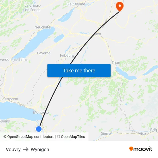 Vouvry to Wynigen map