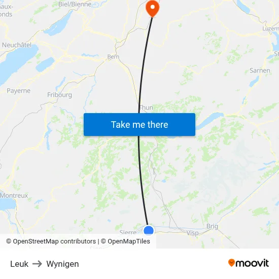 Leuk to Wynigen map